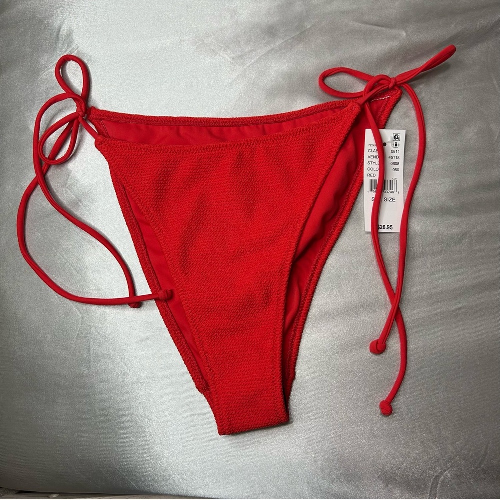 Pacsun Eco Red Sienna Scrunch Tie Side Bikini Bottom